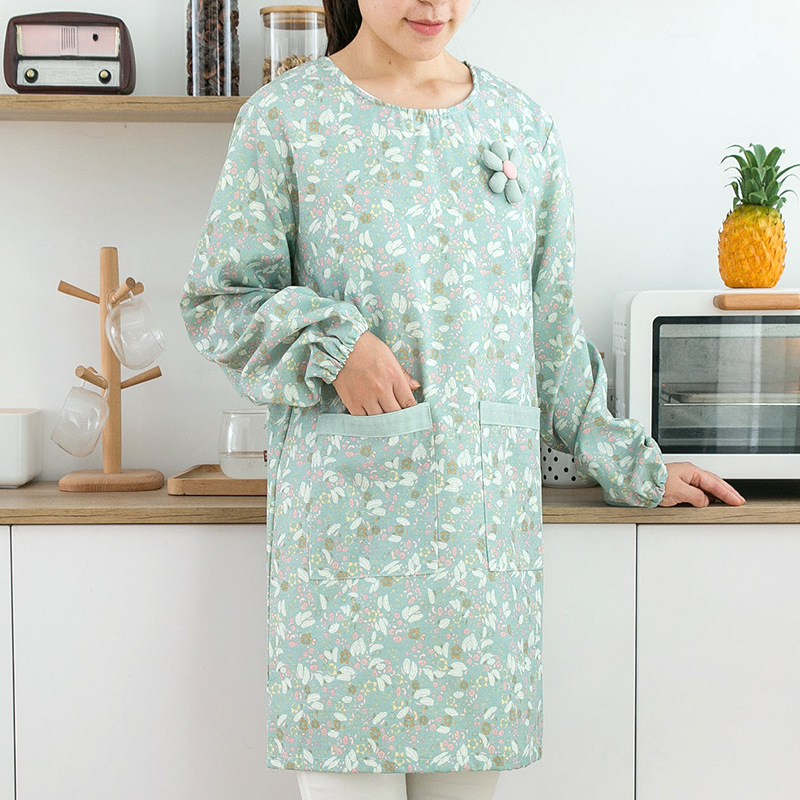 Kitchen Job - Kadınlar İçin Pamuklu Uzun Kollu Önlük,